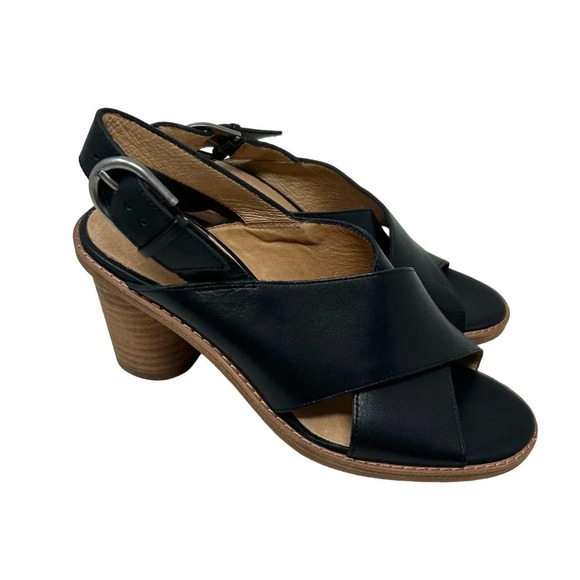 Madewell The Ruthie Crisscross Sandal in Leather in Black Size 5.5 - Picture 1 of 7